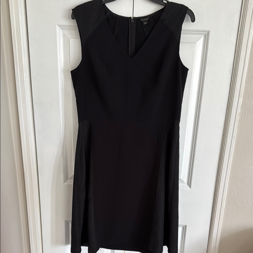 ANN TAYLOR Elegant Black Sleeveless Fit & Flare Dress w/Snakeskin, Size 12